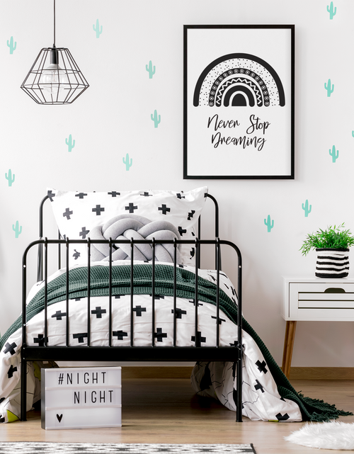 Load image into Gallery viewer, Never Stop Dreaming Rainbow Monochrome Boho Children's Room Wall Bedroom Decor Print by WinsterCreations™ Official Store
