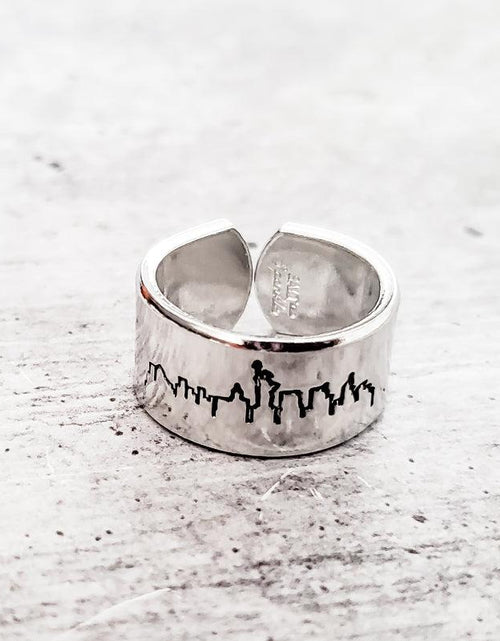 Load image into Gallery viewer, New York City Skyline Aluminum Open Ring by Salt and Sparkle
