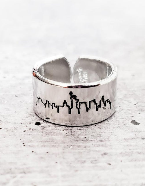 Load image into Gallery viewer, New York City Skyline Aluminum Open Ring by Salt and Sparkle
