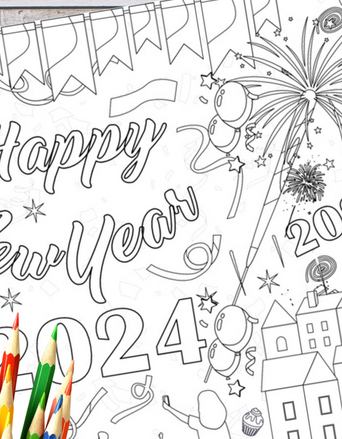 Load image into Gallery viewer, New Year 2024 Coloring Tablecloth by Creative Crayons Workshop
