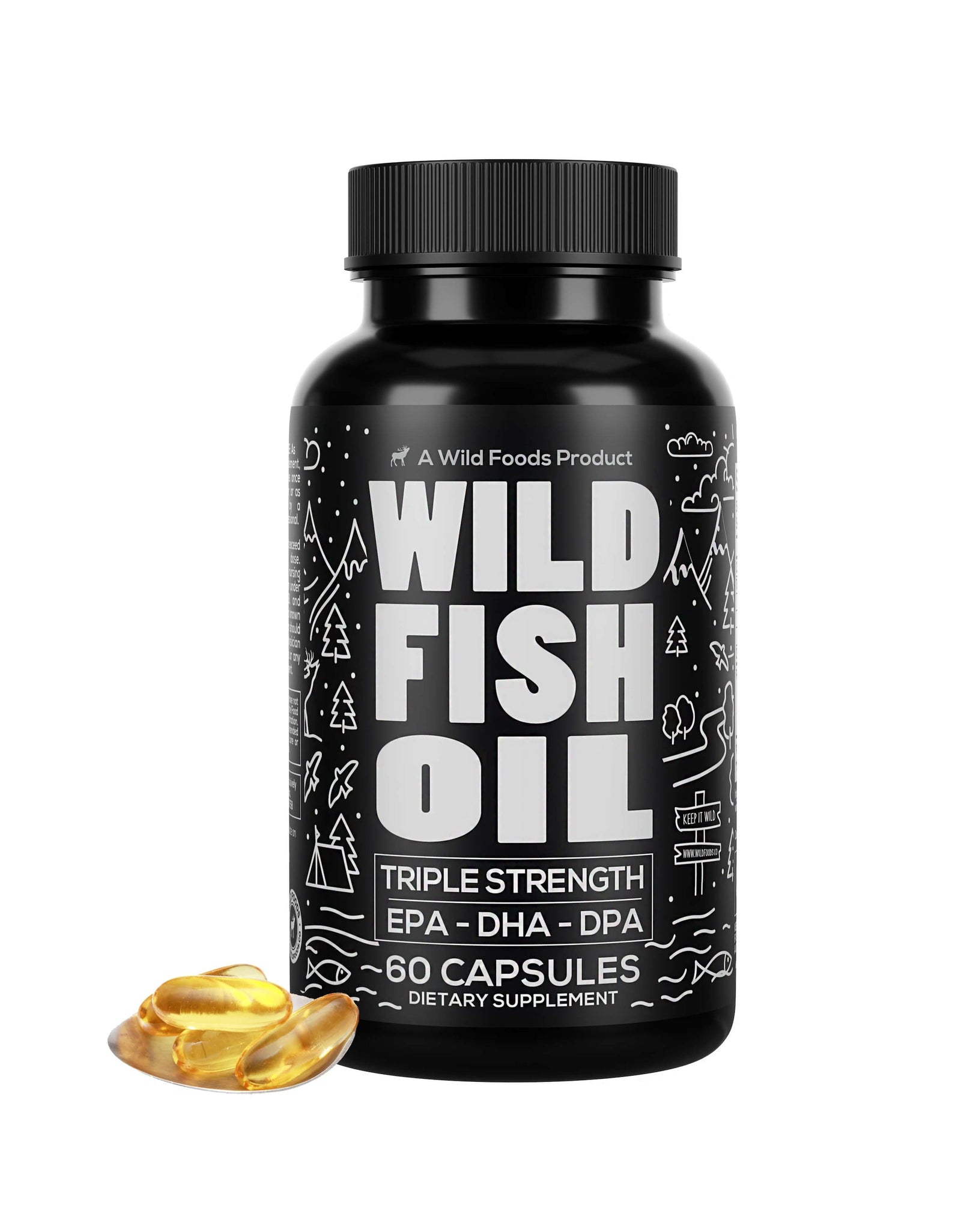 Wild Fish Oil, Omega-3 DHA, EPA, DPA, U.S. Wild Caught by Wild Foods