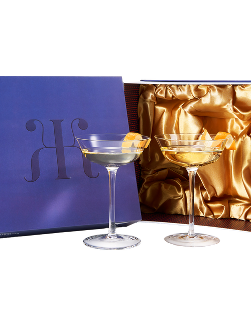Load image into Gallery viewer, Vintage Crystal Coupe Glasses, Set of 2, Clear Radiance - Champagne, Martini, Cocktails - Hand Blown Classy Glass -Timeless Art Deco Design - Durable Sparkling Cocktail Barware, Home Bar (8 OZ) by The Wine Savant
