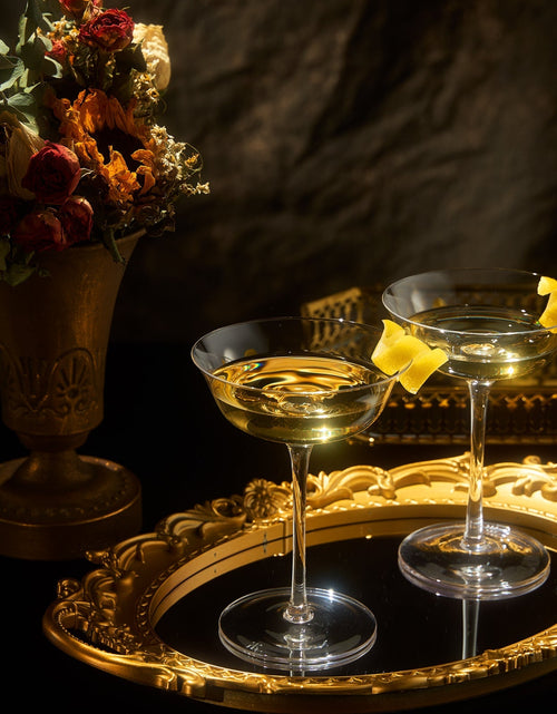 Load image into Gallery viewer, Vintage Crystal Coupe Glasses, Set of 2, Clear Radiance - Champagne, Martini, Cocktails - Hand Blown Classy Glass -Timeless Art Deco Design - Durable Sparkling Cocktail Barware, Home Bar (8 OZ) by The Wine Savant
