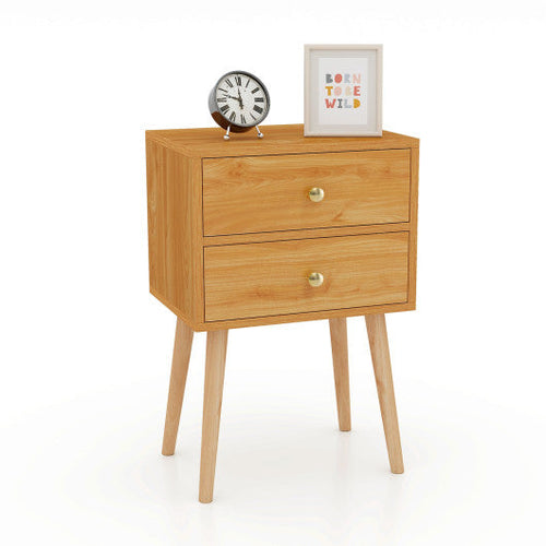 Load image into Gallery viewer, Modern Nightstand Bedside Table Mid Century with 2 Drawers-Natural
