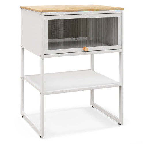 Load image into Gallery viewer, Nightstand with Flip up Door Storage Shelf-White
