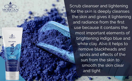 Load image into Gallery viewer, Blue Nila Scrub 100% Natural Deep Skin Cleanser &amp; Lightener 160 gram / 5.64 fl oz by Morgan Cosmetics
