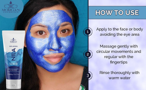 Load image into Gallery viewer, Blue Nila Scrub 100% Natural Deep Skin Cleanser &amp; Lightener 160 gram / 5.64 fl oz by Morgan Cosmetics
