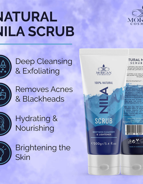 Load image into Gallery viewer, Blue Nila Scrub 100% Natural Deep Skin Cleanser &amp; Lightener 160 gram / 5.64 fl oz by Morgan Cosmetics
