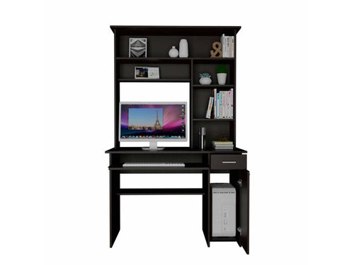 Load image into Gallery viewer, Weston Two Writing Computer Desk, Hutch, Two Drawers, Six Shelves by FM FURNITURE
