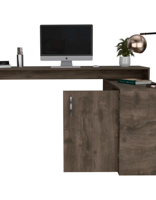 Load image into Gallery viewer, Antlia L-Shaped Writing Desk, Two Shelves, Single Door Cabinet by FM FURNITURE
