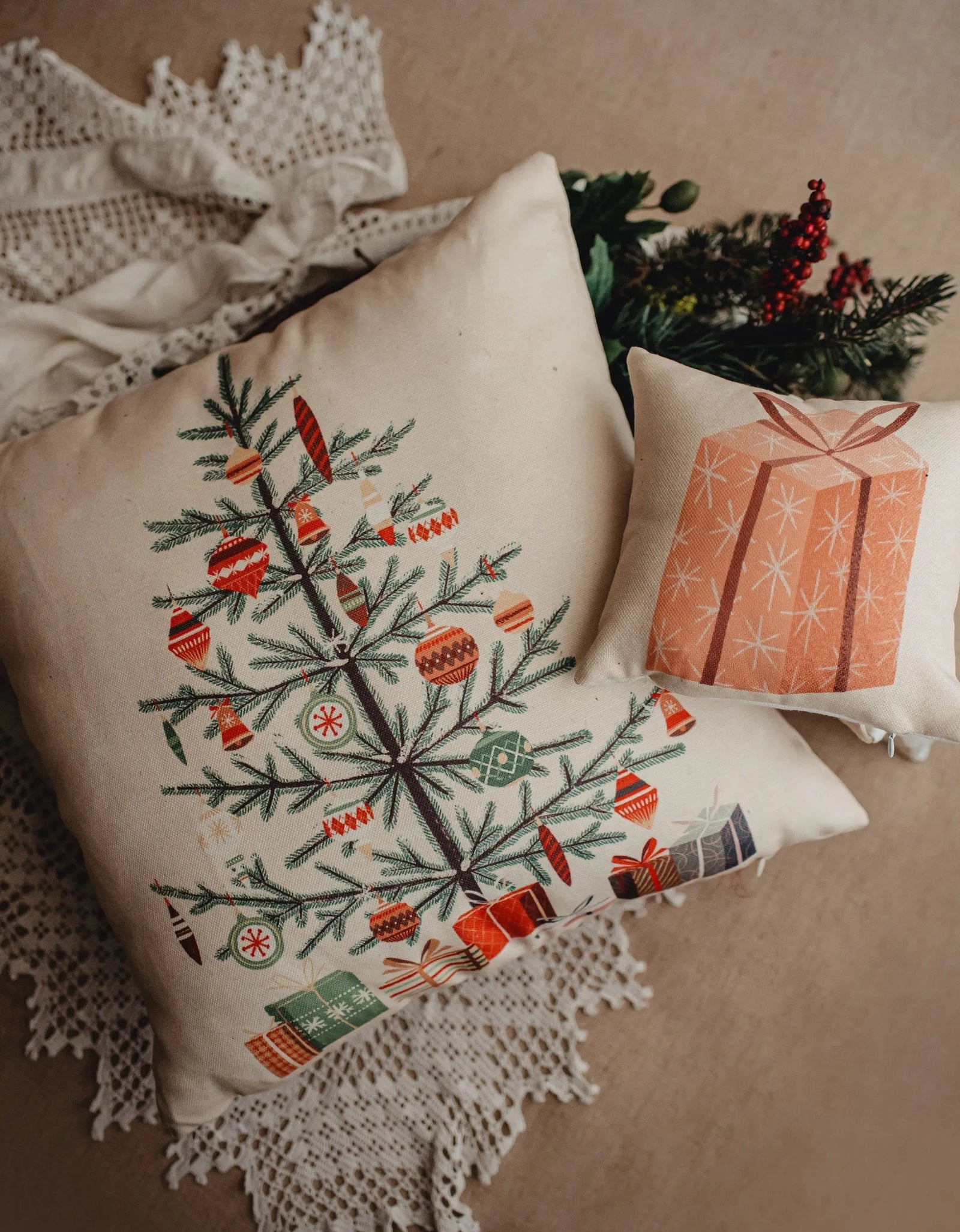 Nordic Pine Christmas Tree | Throw Pillow | Thank you Gift | Teacher Gift | New Home Gift | Grandma Gift | Mom Gift | Rustic Farmhouse Decor by UniikPillows