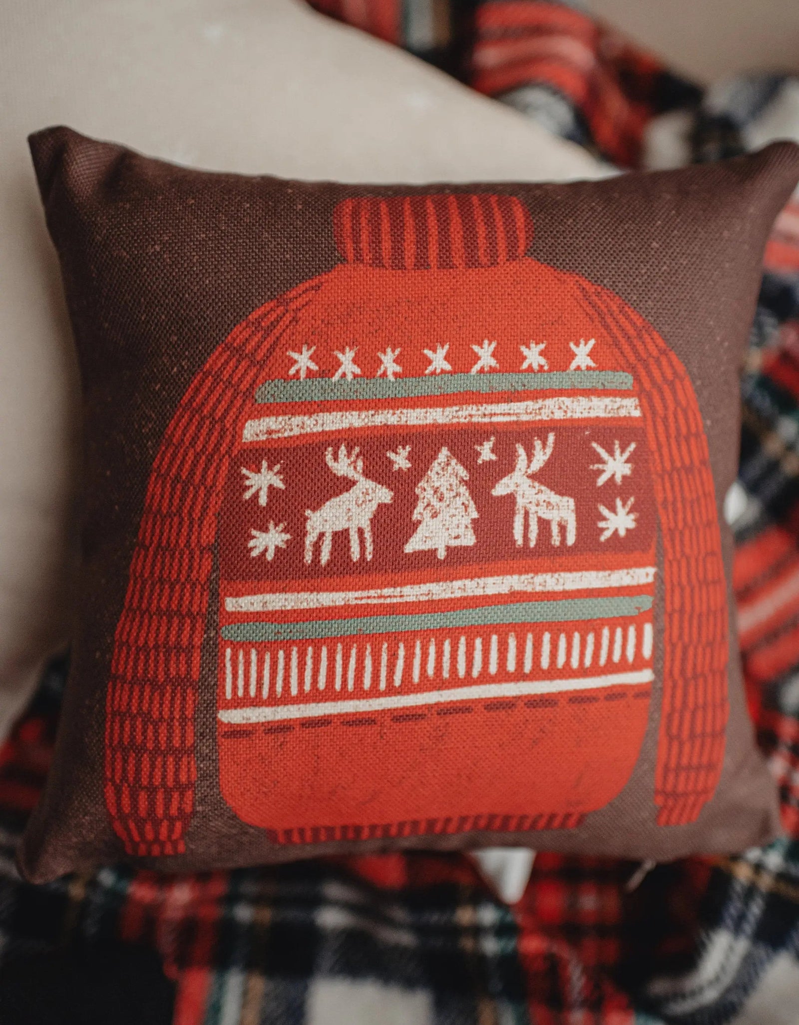 Nordic Sweater and Mitten Throw Pillow Cover | 10x10 | Christmas tree | Christmas Gifts | Room Decor | Mom Gift | Aaesthetic Room Decor by UniikPillows