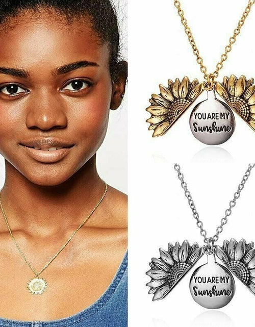 Load image into Gallery viewer, 💍✅Sunflower Pendant Charm "You Are My Sunshine"  Sunflower Open Locket Chain Necklace Gift by Js House

