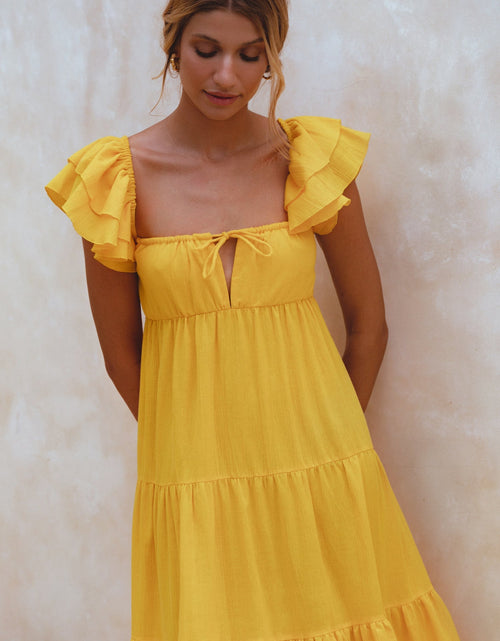 Load image into Gallery viewer, Nymph Bohemian Linen Maxi Dress by ELF
