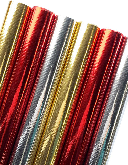 Load image into Gallery viewer, All Occasion Kraft Ribbed Foil Wrapping Paper Bundle with Cut Lines on Reverse by Present Paper
