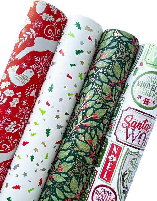 Load image into Gallery viewer, Red &amp; Green Christmas Wrapping Paper Roll Bundle by Present Paper
