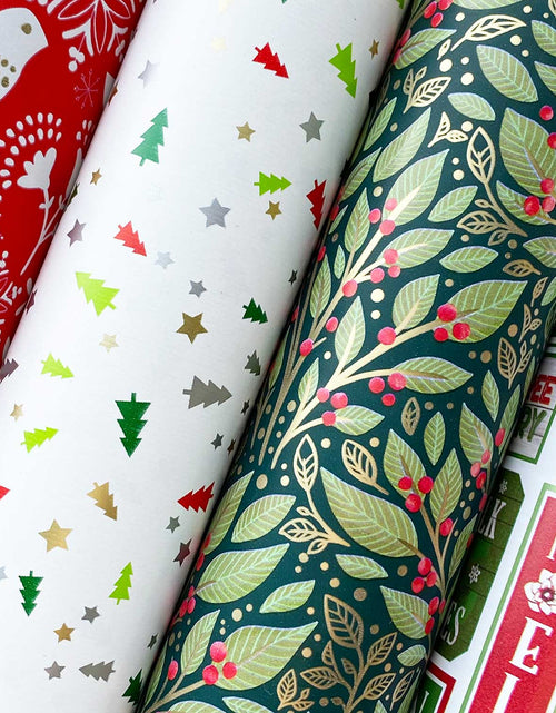 Load image into Gallery viewer, Red &amp; Green Christmas Wrapping Paper Roll Bundle by Present Paper
