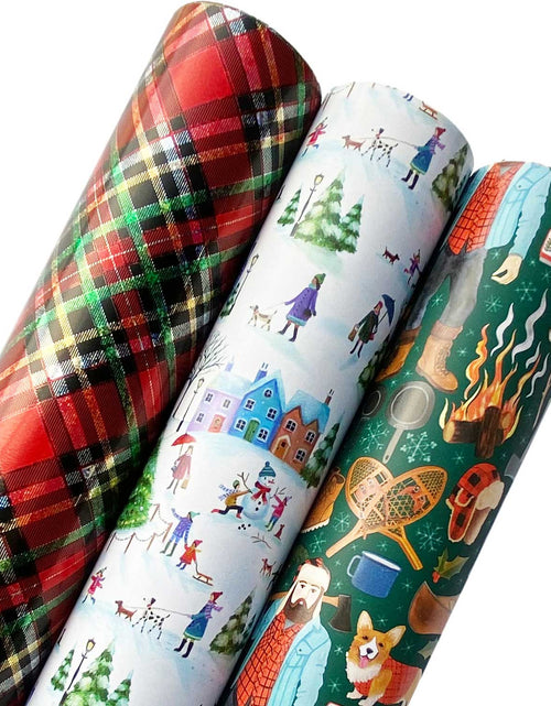 Load image into Gallery viewer, Mature Christmas Wrapping Paper Roll Bundle with Cut Lines on Reverse by Present Paper
