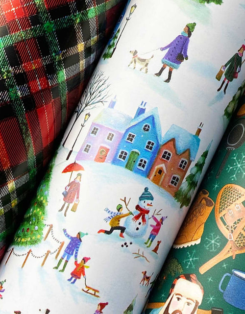 Load image into Gallery viewer, Mature Christmas Wrapping Paper Roll Bundle with Cut Lines on Reverse by Present Paper
