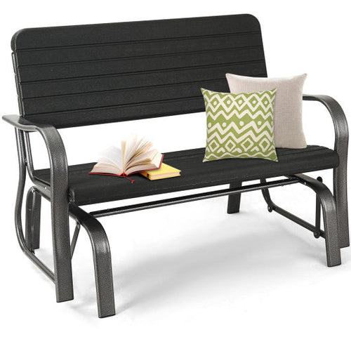 Load image into Gallery viewer, 2-Seat Porch Glider with HDPE Back Seat and Steel Frame-Black
