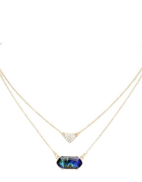 Load image into Gallery viewer, Heart Hexagon Bead Pendant Double Layered Necklace by Madeline Love
