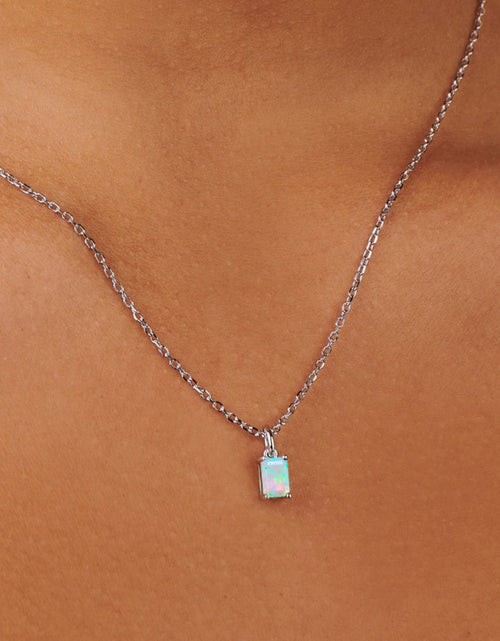 Load image into Gallery viewer, Birthstone Opal Silver Necklace - October by Little Sky Stone
