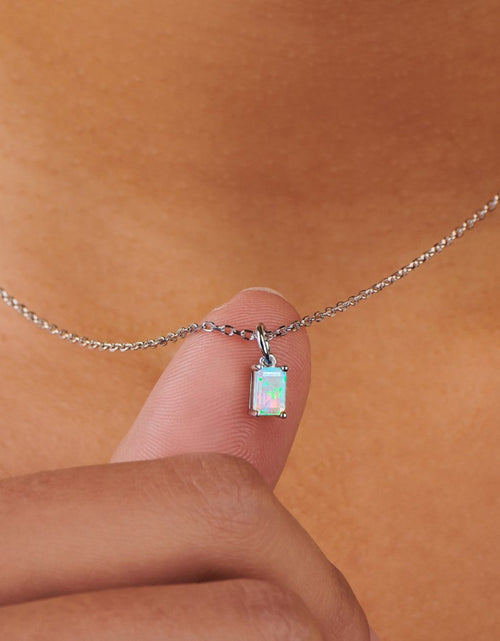 Load image into Gallery viewer, Birthstone Opal Silver Necklace - October by Little Sky Stone
