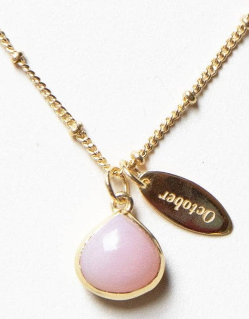 Load image into Gallery viewer, October Pink Opal Birthstone Necklace by Tiny Rituals
