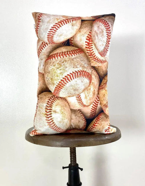 Load image into Gallery viewer, Old Baseballs | 12x18 | Custom Baseballs | Sports | Sports Fabric | Sports Fans | Baseball Gifts | Baseball Gifts for Boys | Teen Room Decor by UniikPillows
