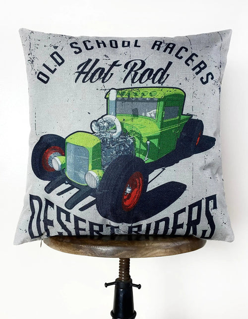 Load image into Gallery viewer, Old School Racers Hot Rod  | Pillow Cover |  Throw Pillow | Dad Gift | Classic Car | Gift Ideas | Pillow | Hot Rod | Room Décor by UniikPillows

