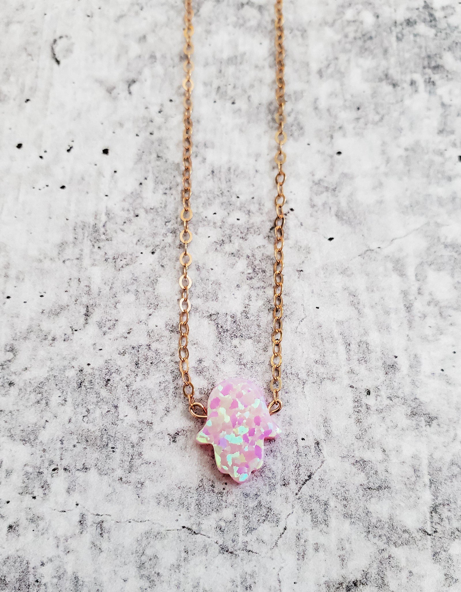 Opal Hamsa Necklace by Salt and Sparkle