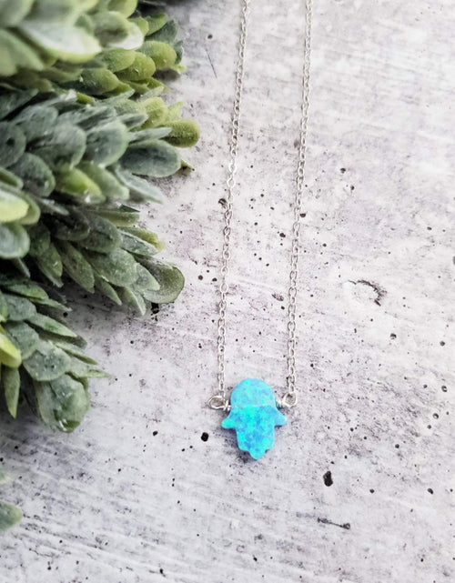 Load image into Gallery viewer, Opal Hamsa Necklace by Salt and Sparkle
