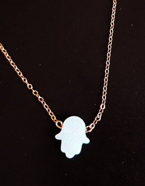 Load image into Gallery viewer, Opal Hamsa Necklace by Salt and Sparkle
