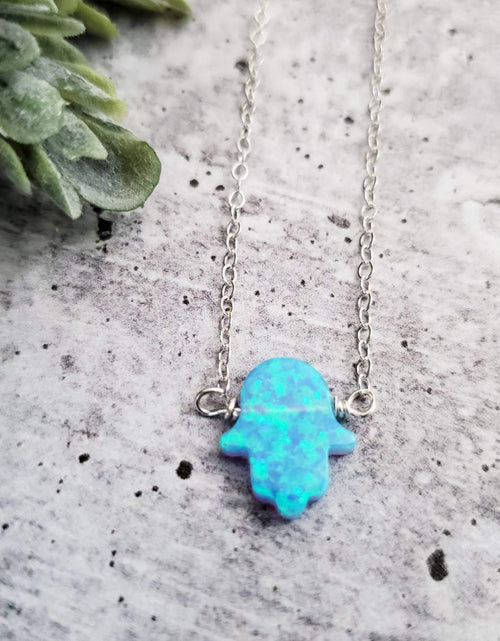 Load image into Gallery viewer, Opal Hamsa Necklace by Salt and Sparkle
