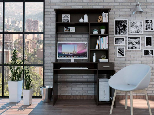 Load image into Gallery viewer, Weston Two Writing Computer Desk, Hutch, Two Drawers, Six Shelves by FM FURNITURE
