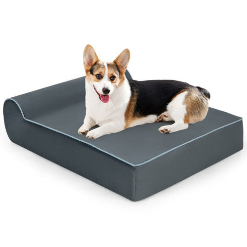 Load image into Gallery viewer, Orthopedic Dog Bed with Headrest and Removable Washable Cover-Grey

