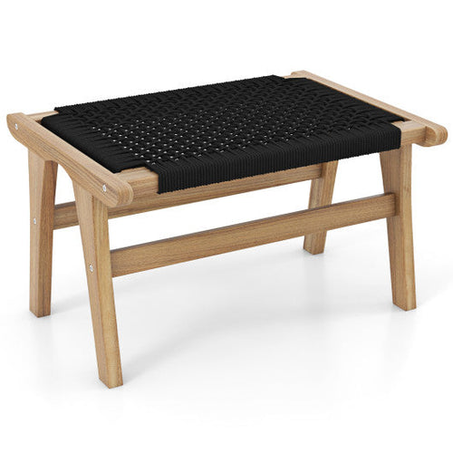 Load image into Gallery viewer, Indoor Outdoor Ottoman Footstool Teak Wooden Foot Rest with Handwoven Cordage
