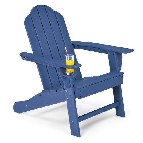 Load image into Gallery viewer, Outdoor Adirondack Chair with Built-in Cup Holder for Backyard Porch-Navy
