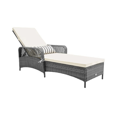 Load image into Gallery viewer, Outdoor Chaise Lounge Chair Recliner with 6-Level Backrest Cushion and Pillow
