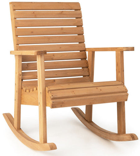 Outdoor Fir Wood Rocking Chair with High Backrest