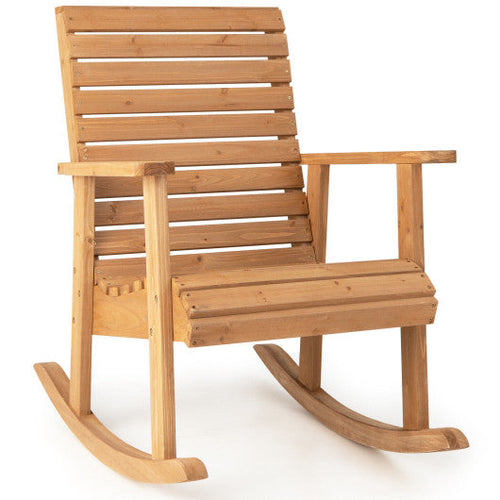 Load image into Gallery viewer, Outdoor Fir Wood Rocking Chair with High Backrest
