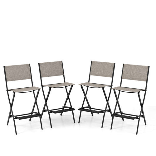 Load image into Gallery viewer, Outdoor Folding Bar Height Stool Set of 4 with Metal Frame and Footrest-Coffee

