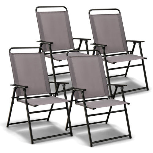 Load image into Gallery viewer, Outdoor Folding Sling Chairs Set of 4 with Armrest and Backrest
