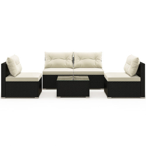 Load image into Gallery viewer, 5 Pieces Outdoor Patio Furniture Set with Cushions and Coffee Table
