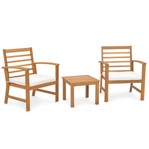 Load image into Gallery viewer, 3 Pieces Outdoor Furniture Set with Soft Seat Cushions-White
