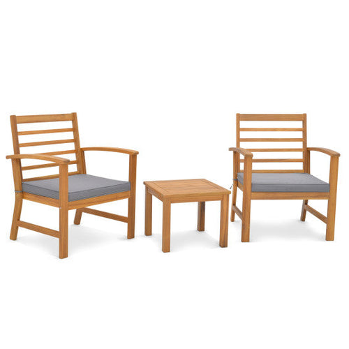 Load image into Gallery viewer, 3 Pieces Outdoor Furniture Set with Soft Seat Cushions-Gray
