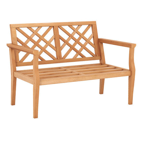 Load image into Gallery viewer, Outdoor Garden Bench 2-Person Teak Wood Bench with Comfy Armrests and Backrest

