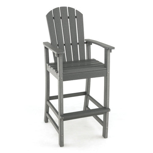 Load image into Gallery viewer, 30 Inches Counter Height Outdoor HDPE Bar Stool with Armrests and Footrest-Gray
