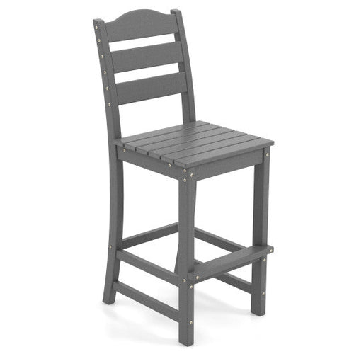 Load image into Gallery viewer, 30 Inches Counter Height HDPE Bar Stool with Backrest and Footrest-Gray
