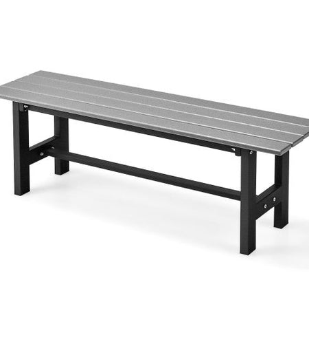 47 Inch Outdoor Chair with Slatted Seat Plastic Coated Iron Frame-Gray